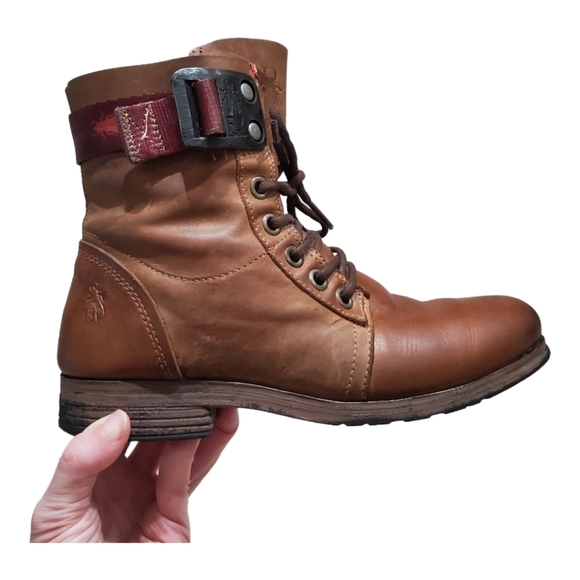 Fly London combat Moto boots brown size 9 Retired style military 39 Stay - Picture 1 of 16